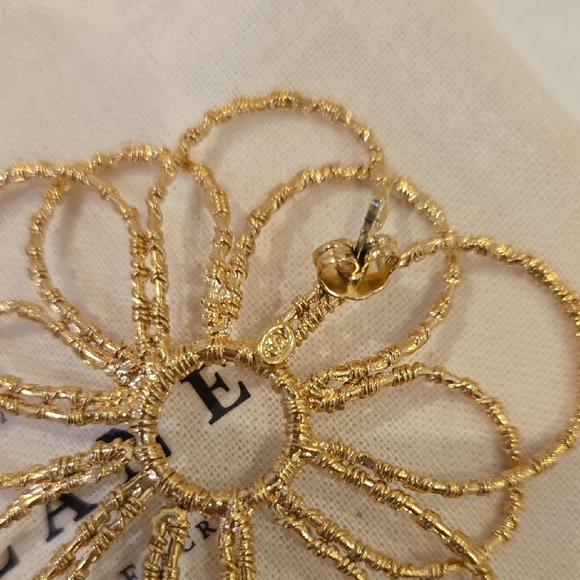 Sezane Helene Gold Petal Statement Earrings, French, Like New, Fashion - Picture 6 of 7